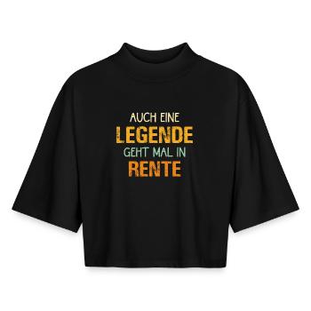 Même une légende prend sa retraite rétro - T-shirt femme coupe boxy recyclé manches mi-longues Stanley/Stella - noir - Devant - AI Model Female 172 light (172cm)