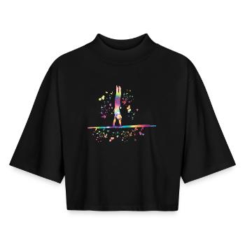 Gymnastics Parallel Bars Artistic Gymnastics - Boxy Women's Recycled 1/2 Sleeved T-Shirt by Stanley/Stella - black - Front - AI Model Female 172 light (172cm)