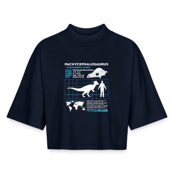 Pachycephalosaurus Fact Sheet - Boxy Women's Recycled 1/2 Sleeved T-Shirt by Stanley/Stella - navy - Front - AI Model Female 172 light (172cm)