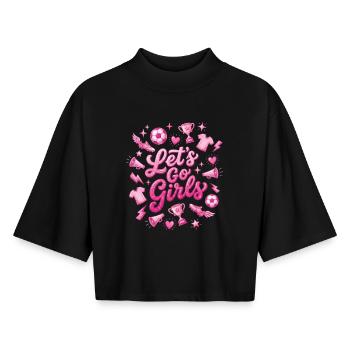 Soccer Football Girl Supporter Woman - Boxy Women's Recycled 1/2 Sleeved T-Shirt by Stanley/Stella - black - Front - AI Model Female 172 light (172cm)