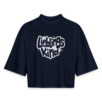 Lieblingskind Bubblige Schrift - Boxy Frauen Recyceltes 1/2 Sleeved T-Shirt by Stanley/Stella - Navy - Vorne - AI Model Female 172 light (172cm)