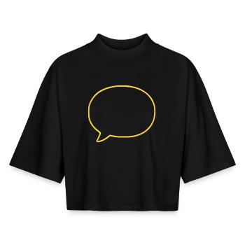Personalize your own speech bubble comic - Boxy Women's Recycled 1/2 Sleeved T-Shirt by Stanley/Stella - black - Front - AI Model Female 172 light (172cm)