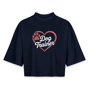 Dog Trainer Heart Design - Boxy Women's Recycled 1/2 Sleeved T-Shirt by Stanley/Stella - navy - Front - AI Model Female 172 light (172cm)