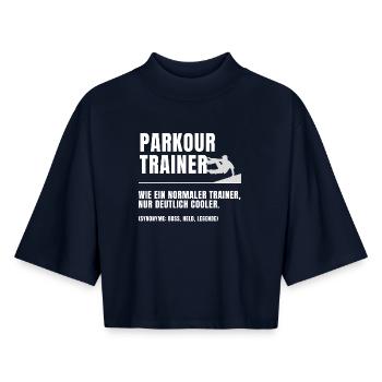 Parkour Trainer Definition - Boxy Frauen Recyceltes 1/2 Sleeved T-Shirt by Stanley/Stella - Navy - Vorne - AI Model Female 172 light (172cm)