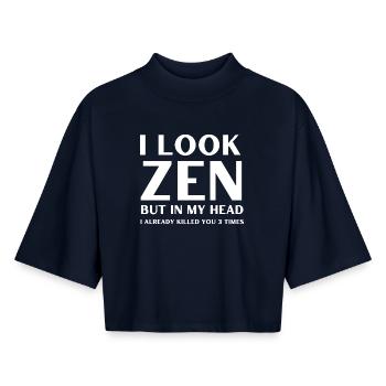 Zen Look Inneres Chaos - Boxy Frauen Recyceltes 1/2 Sleeved T-Shirt by Stanley/Stella - Navy - Vorne - AI Model Female 172 light (172cm)