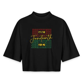 Juneteenth Pour Moi Libre Depuis 1865 Indépendance - T-shirt femme coupe boxy recyclé manches mi-longues Stanley/Stella - noir - Devant - AI Model Female 172 light (172cm)