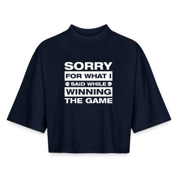 Sorry Board Game Board Game - Boxy Women's Recycled 1/2 Sleeved T-Shirt by Stanley/Stella - navy - Front - AI Model Female 172 light (172cm)