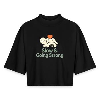 Gentle parenting identity, slow - Boxy Women's Recycled 1/2 Sleeved T-Shirt by Stanley/Stella - black - Front - AI Model Female 172 light (172cm)