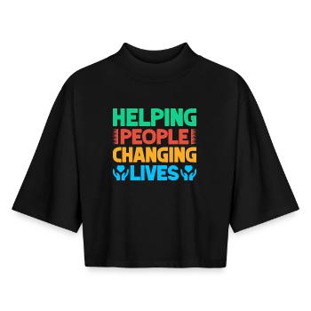 Volunteer Appreciation Helping People Changing - Boxy Frauen Recyceltes 1/2 Sleeved T-Shirt by Stanley/Stella - Schwarz - Vorne - AI Model Female 172 light (172cm)