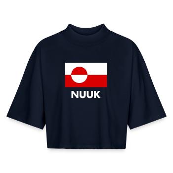 Greenland Flag - Nuuk - Grönland - Denmark Danmark - Boxy Frauen Recyceltes 1/2 Sleeved T-Shirt by Stanley/Stella - Navy - Vorne - AI Model Female 172 light (172cm)