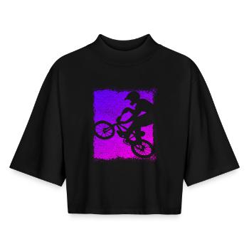 BMX Bike - Bmx Bike - Magenta Bmx - T-shirt femme coupe boxy recyclé manches mi-longues Stanley/Stella - noir - Devant - AI Model Female 172 light (172cm)