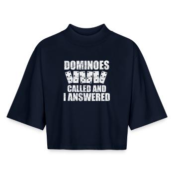Domino Design - Boxy Women's Recycled 1/2 Sleeved T-Shirt by Stanley/Stella - navy - Front - AI Model Female 172 light (172cm)