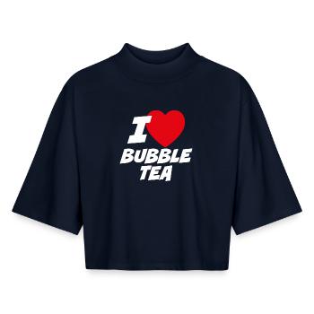 I love bubble tea - Boxy Women's Recycled 1/2 Sleeved T-Shirt by Stanley/Stella - navy - Front - AI Model Female 172 light (172cm)