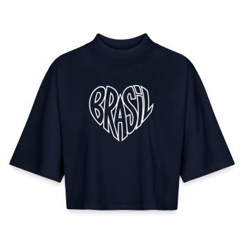 Brazil Graffiti Heart - Boxy Women's Recycled 1/2 Sleeved T-Shirt by Stanley/Stella - navy - Front - AI Model Female 172 light (172cm)