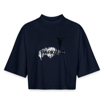 Parkour Ninja - black-white - Boxy Frauen Recyceltes 1/2 Sleeved T-Shirt by Stanley/Stella - Navy - Vorne - AI Model Female 172 light (172cm)