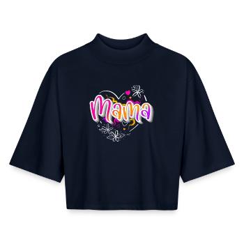 Maman - T-shirt femme coupe boxy recyclé manches mi-longues Stanley/Stella - marine - Devant - AI Model Female 172 light (172cm)
