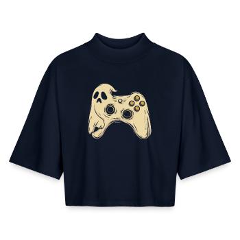 Geisterpad Retro Arcade - Boxy Frauen Recyceltes 1/2 Sleeved T-Shirt by Stanley/Stella - Navy - Vorne - AI Model Female 172 light (172cm)
