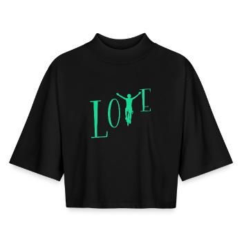 Liebe Radfahren - Boxy Frauen Recyceltes 1/2 Sleeved T-Shirt by Stanley/Stella - Schwarz - Vorne - AI Model Female 172 light (172cm)