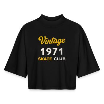 Vintage 1971 Skate Club Retro Geburtsjahr Geschenk - Boxy Frauen Recyceltes 1/2 Sleeved T-Shirt by Stanley/Stella - Schwarz - Vorne - AI Model Female 172 light (172cm)