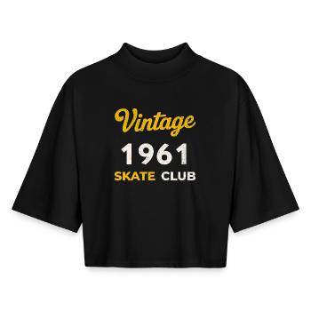 Vintage 1961 Skate Club Retro Geburtsjahr Geschenk - Boxy Frauen Recyceltes 1/2 Sleeved T-Shirt by Stanley/Stella - Schwarz - Vorne - AI Model Female 172 light (172cm)