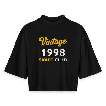 Cadeau vintage de l’année rétro de naissance du Skate Club 1998 - T-shirt femme coupe boxy recyclé manches mi-longues Stanley/Stella - noir - Devant - AI Model Female 172 light (172cm)