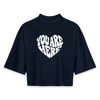 In My Heart - Valentine Retro Quote - White -  - Boxy Women's Recycled 1/2 Sleeved T-Shirt by Stanley/Stella - navy - Front - AI Model Female 172 light (172cm)