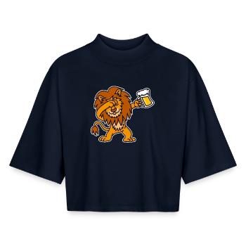 Löwe Bier Königstag König Niederländisch geschenk - Boxy Frauen Recyceltes 1/2 Sleeved T-Shirt by Stanley/Stella - Navy - Vorne - AI Model Female 172 light (172cm)