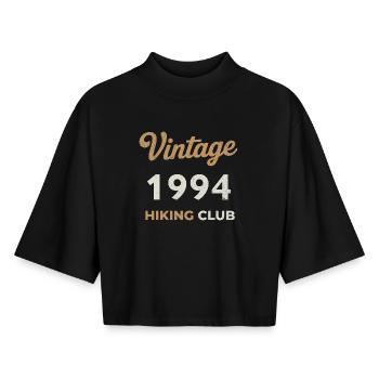 Vintage 1994 – Sailing Club Retro Geburtsjahr - Boxy Frauen Recyceltes 1/2 Sleeved T-Shirt by Stanley/Stella - Schwarz - Vorne - AI Model Female 172 light (172cm)
