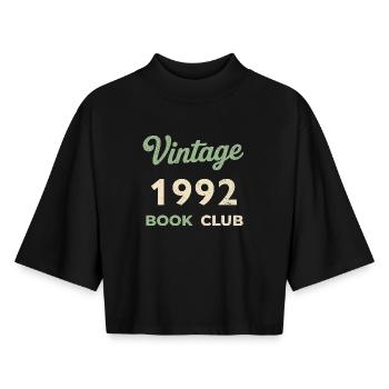 Vintage 1992 Book Club Retro Geburtsjahr Geschenk - Boxy Frauen Recyceltes 1/2 Sleeved T-Shirt by Stanley/Stella - Schwarz - Vorne - AI Model Female 172 light (172cm)