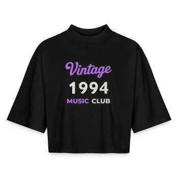 Vintage 1994 Music Club Retro Geburtsjahr Jahrgang - Boxy Frauen Recyceltes 1/2 Sleeved T-Shirt by Stanley/Stella - Schwarz - Vorne - AI Model Female 172 light (172cm)