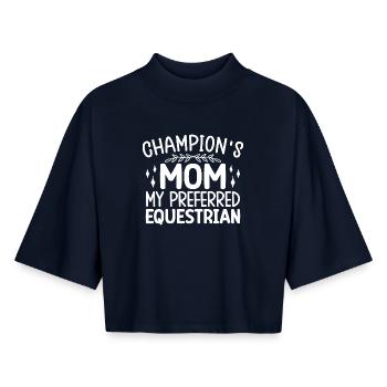 Hobby Horse Rider MOm Preferred Equestrian English - Boxy Frauen Recyceltes 1/2 Sleeved T-Shirt by Stanley/Stella - Navy - Vorne - AI Model Female 172 light (172cm)
