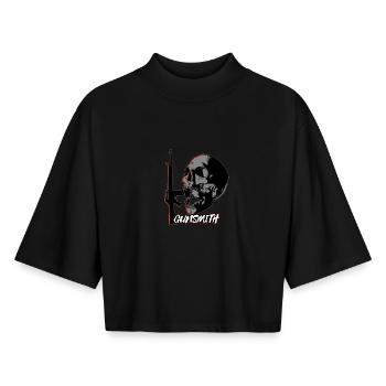 Conception de crâne d’armurier - T-shirt femme coupe boxy recyclé manches mi-longues Stanley/Stella - noir - Devant - AI Model Female 172 light (172cm)