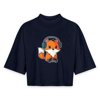 Gaming Fuchs - Spieler Fuchs - Boxy Frauen Recyceltes 1/2 Sleeved T-Shirt by Stanley/Stella - Navy - Vorne - AI Model Female 172 light (172cm)