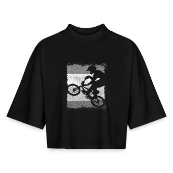 BMX Bike Fahrrad Rad Grau - Boxy Frauen Recyceltes 1/2 Sleeved T-Shirt by Stanley/Stella - Schwarz - Vorne - AI Model Female 172 light (172cm)