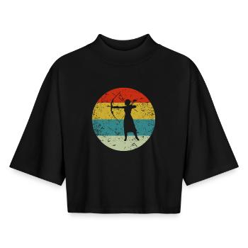 retro vintage archery artemis vintage - Boxy Women's Recycled 1/2 Sleeved T-Shirt by Stanley/Stella - black - Front - AI Model Female 172 light (172cm)