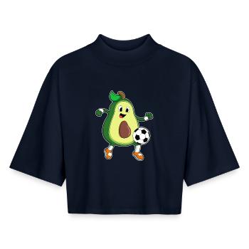 Avocado Football Football Soccer - T-shirt femme coupe boxy recyclé manches mi-longues Stanley/Stella - marine - Devant - AI Model Female 172 light (172cm)