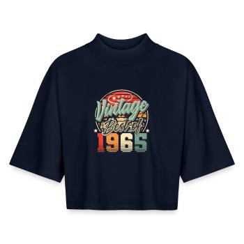 1965 Year of birth Vintage birthday - Boxy Women's Recycled 1/2 Sleeved T-Shirt by Stanley/Stella - navy - Front - AI Model Female 172 light (172cm)