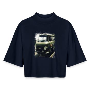 Barkas - NVA - DDR - Transporter - Boxy Frauen Recyceltes 1/2 Sleeved T-Shirt by Stanley/Stella - Navy - Vorne - AI Model Female 172 light (172cm)