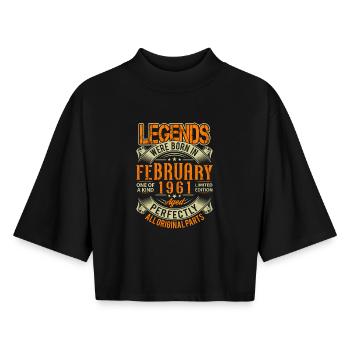 1961 February Birthday Legend - Boxy Women's Recycled 1/2 Sleeved T-Shirt by Stanley/Stella - black - Front - AI Model Female 172 light (172cm)
