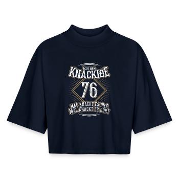76. Geburtstag Lustig Geschenk - Boxy Frauen Recyceltes 1/2 Sleeved T-Shirt by Stanley/Stella - Navy - Vorne - AI Model Female 172 light (172cm)