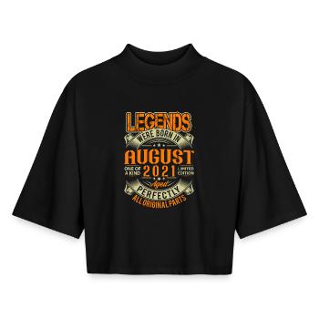 2021 August Birthday Legend - Boxy Women's Recycled 1/2 Sleeved T-Shirt by Stanley/Stella - black - Front - AI Model Female 172 light (172cm)