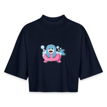 Dolphin Bathing Bathtub - Boxy Women's Recycled 1/2 Sleeved T-Shirt by Stanley/Stella - navy - Front - AI Model Female 172 light (172cm)