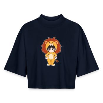 Lion Girl Costume - Boxy Women's Recycled 1/2 Sleeved T-Shirt by Stanley/Stella - navy - Front - AI Model Female 172 light (172cm)