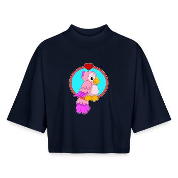 Cœur de perroquet - T-shirt femme coupe boxy recyclé manches mi-longues Stanley/Stella - marine - Devant - AI Model Female 172 light (172cm)