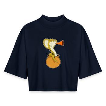 Schlange Musiker Trompete Musik - Boxy Frauen Recyceltes 1/2 Sleeved T-Shirt by Stanley/Stella - Navy - Vorne - AI Model Female 172 light (172cm)