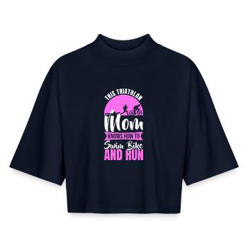 Triathlon Mutter - Boxy Frauen Recyceltes 1/2 Sleeved T-Shirt by Stanley/Stella - Navy - Vorne - AI Model Female 172 light (172cm)