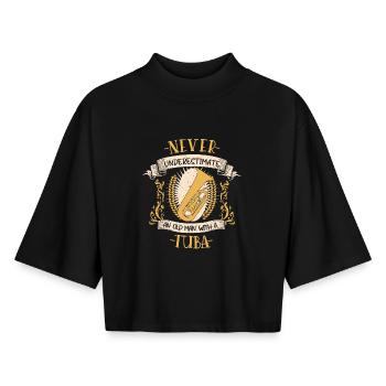 Tuba Musician Instrument Wind Music Gift - Boxy Women's Recycled 1/2 Sleeved T-Shirt by Stanley/Stella - black - Front - AI Model Female 172 light (172cm)