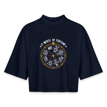 IT Support Wheel of Fortune Service Desk IT Helpdesk Nerd - Boxy Women's Recycled 1/2 Sleeved T-Shirt by Stanley/Stella - navy - Front - AI Model Female 172 light (172cm)