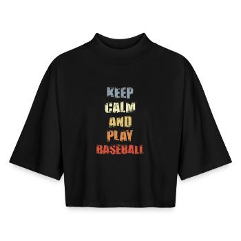 Baseball slogan - Boxy Women's Recycled 1/2 Sleeved T-Shirt by Stanley/Stella - black - Front - AI Model Female 172 light (172cm)