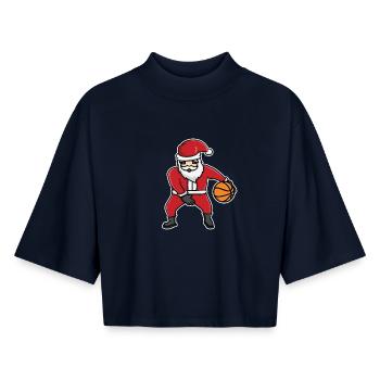 Chapeau de Noël de basketball - T-shirt femme coupe boxy recyclé manches mi-longues Stanley/Stella - marine - Devant - AI Model Female 172 light (172cm)